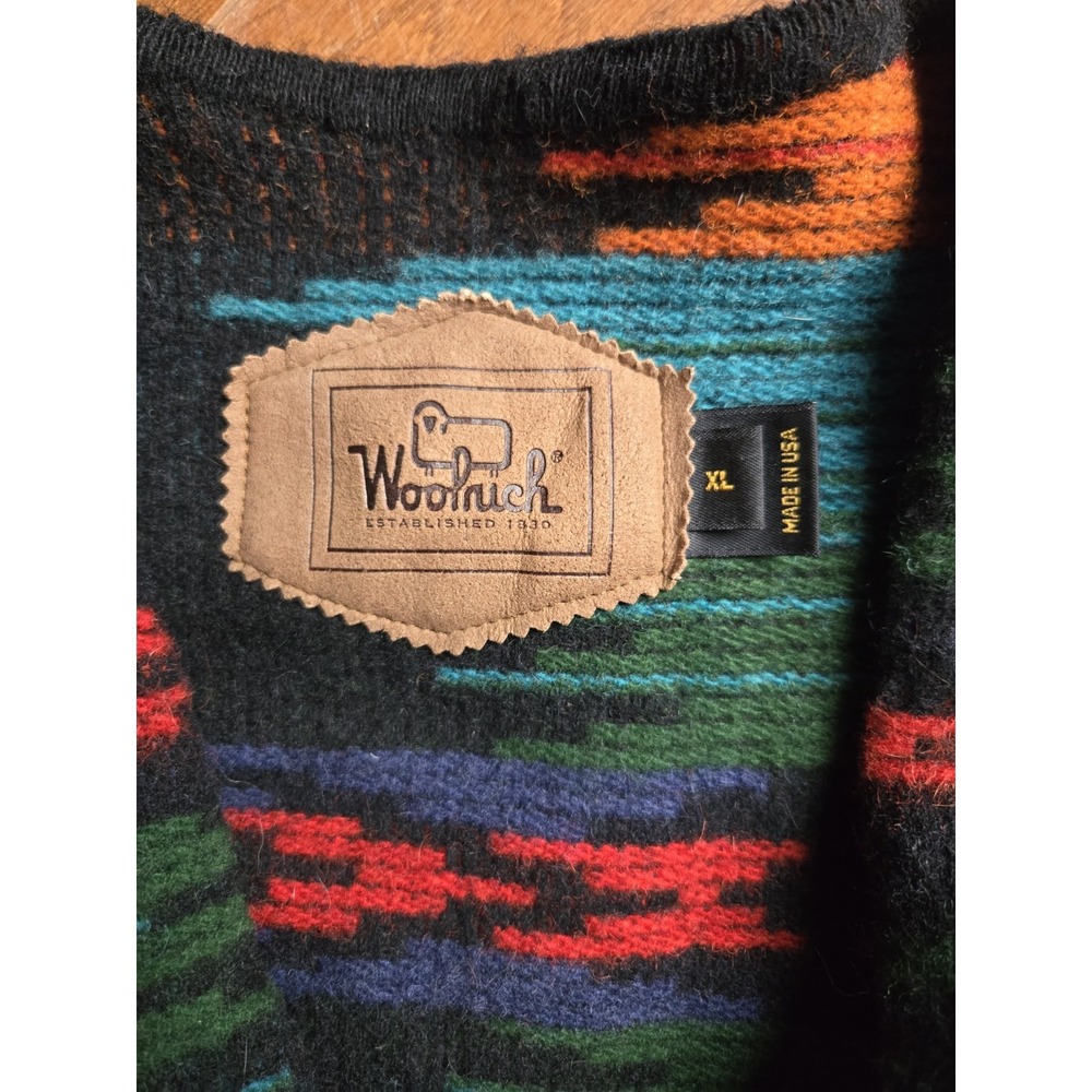 VTG Woolrich Aztec Wool Vest Women's XL Runs Small READ Concho Boxy Made In USA - Picture 3 of 7